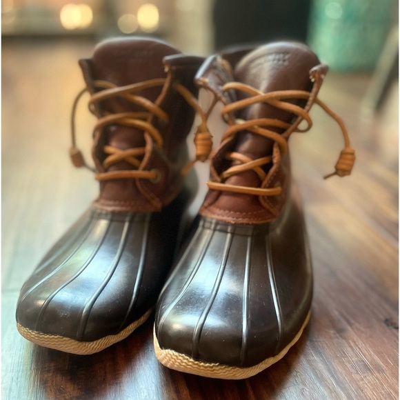 Sperry Womens Brown Leather & Rubber STS91176 Waterproof Duck Boots 7M - Picture 12 of 13